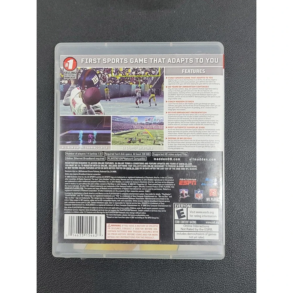 Madden NFL 09 (Sony PlayStation 3, 2008) Good Condition